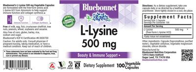L-Lysine 500 mg label