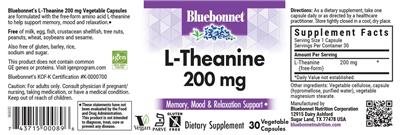 L-Theanine 200 mg label