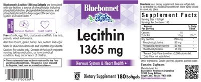 Lecithin 1365 mg label