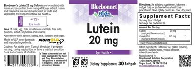 Lutein 20 mg label