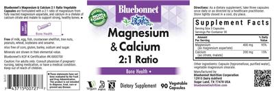 Magnesium & Calcium 2:1 Ratio label