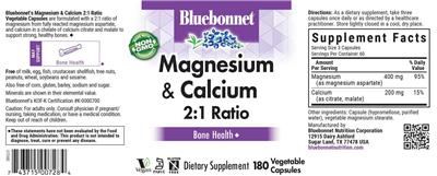 Magnesium & Calcium 2:1 Ratio label
