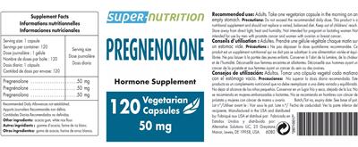 Pregnenolone 50 mg label