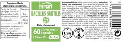 Bacillus Subtilis 3 Billion CFU label