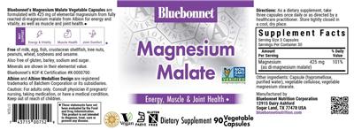 Magnesium Malate 425 mg label