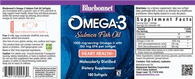 Omega-3 Salmon Fish Oil Heart Health 1000 mg label