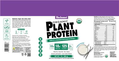 Organic Plant Protein Vanilla Flavor label