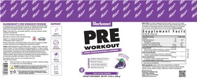 Pre Workout Grape Flavor label