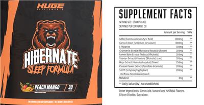 Hibernate Sleep Formula Peach Mango label