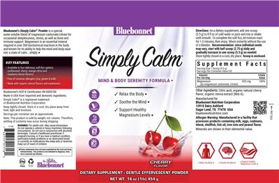 Simply Calm Powder Cherry Flavor label