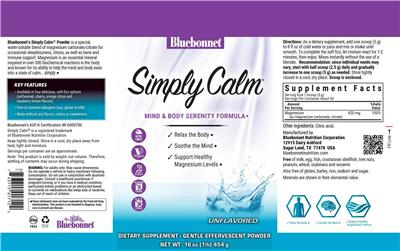 Simply Calm Powder Unflavored label