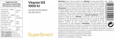 Vitamin D3 1000 IU label