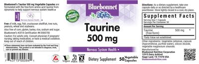 Taurine 500 mg label