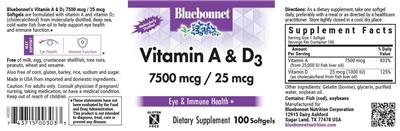 Vitamin A & D3 7500 mcg / 25 mcg label