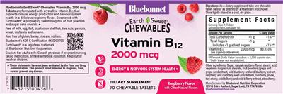 Vitamin B12 2000 mcg Raspberry Flavor label