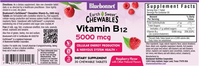 Vitamin B12 5000 mcg Raspberry Flavor label