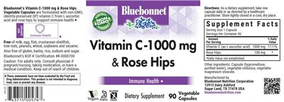 Vitamin C-1000 mg & Rose Hips label