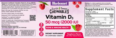 Vitamin D3 50 mcg (2000 IU) Raspberry Flavor label