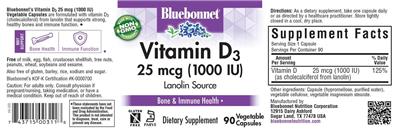 Vitamin D3 25 mcg (1000 IU) label