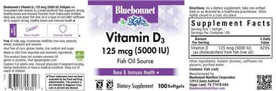 Vitamin D3 125 mcg (5000 IU) label