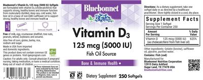 Vitamin D3 125 mcg (5000 IU) label