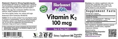 Vitamin K2 100 mcg label