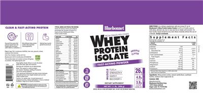 Whey Protein Isolate Powder Original Flavor label