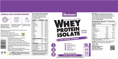Whey Protein Isolate Powder Original Flavor label
