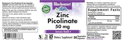 Zinc Picolinate 50 mg label