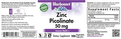 Zinc Picolinate 50 mg label