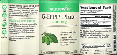 5-HTP Plus+ 200 mg label