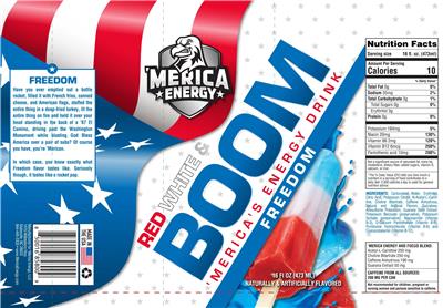 Red White & Boom Energy Drink Freedom label