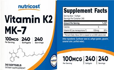 Vitamin K2 MK-7 100 mcg label