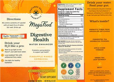 Digestive Health Pineapple Mango Kombucha label