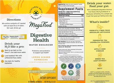 Digestive Health Lemon Ginger Kombucha label