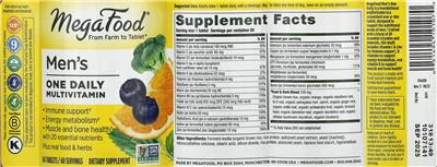 Men's One Daily Multivitamin label