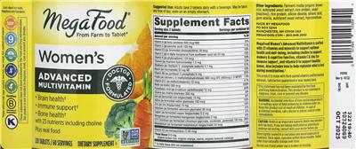 Women's Advanced Multivitamin label