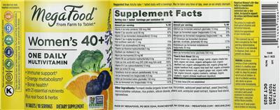Women's 40+ One Daily Multivitamin label