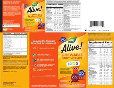 Alive! Kids Chewable Multivitamin Orange & Berry label