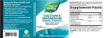 Calcium & Magnesium Mineral Complex 750 mg label