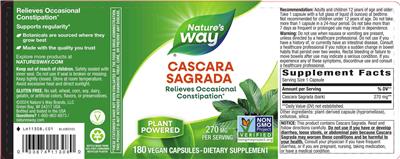 Cascara Sagrada 270 mg label