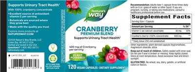 Cranberry Premium Blend 400 mg label