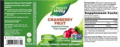 Cranberry Fruit 930 mg label