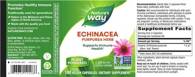Echinacea Purpurea Herb 1,200 mg label