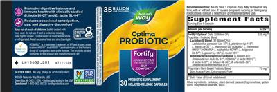 Fortify Optima Probiotic 35 Billion label