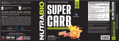 Super Carb Orange Mango label
