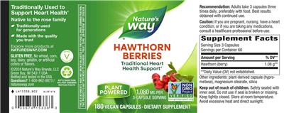 Hawthorn Berries 1,080 mg label