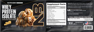 Whey Protein Isolate Vanilla Caramel label