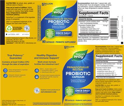 Primadophilus Reuteri Probiotic Capsules label