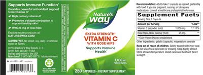 Vitamin C 1000 mg with Rose Hips label